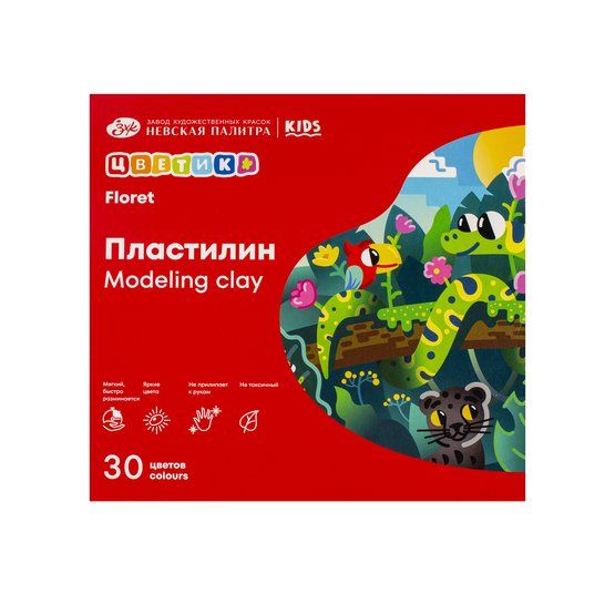 Набор пластилина детского классического "Цветик", со стеком, 450 гр., 30 цветов фото 1 &mdash; PalitraMastera