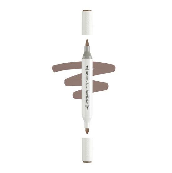 Маркер акриловый двусторонний "Сонет", перо кисть/пуля, коричневый фото 1 — PalitraMastera