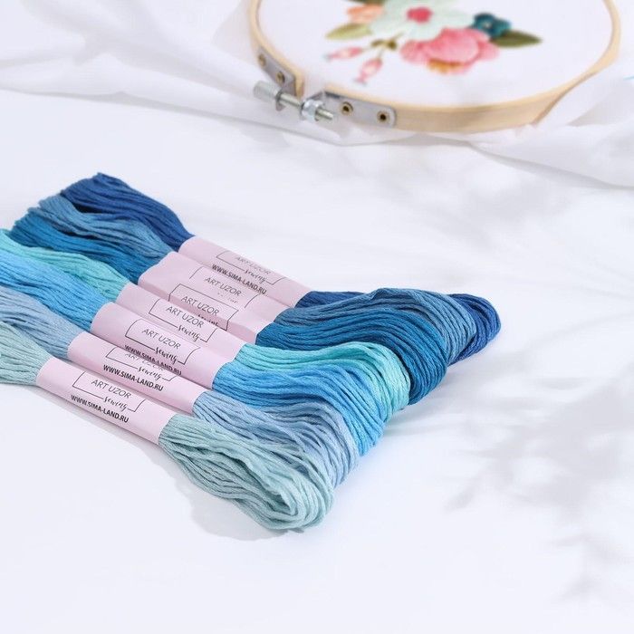 Набор ниток мулине, 8 ± 1 м, 7 шт, цвет синий спектр — PalitraMastera