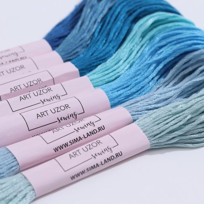 Набор ниток мулине, 8 ± 1 м, 7 шт, цвет синий спектр — PalitraMastera