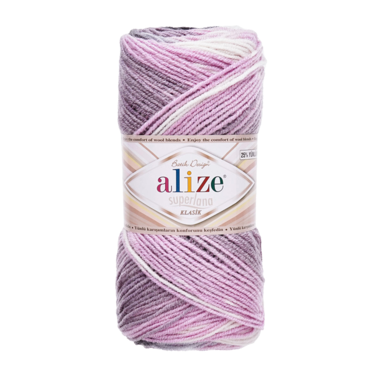 Пряжа ALIZE 'Superlana klasik batik' 100гр. 280м. (75% акрил, 25% шерсть) ТУ (6955 секционный) — PalitraMastera