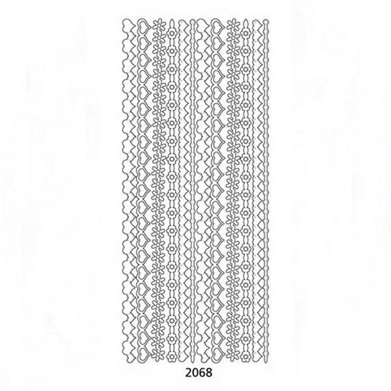 Наклейки "Полосы цветы, сердечки"/ Серебро фото 1 &mdash; PalitraMastera