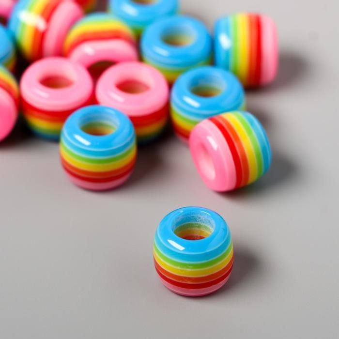 Бусины для творчества пластик «Полосатый цилиндр с розовым», набор 20 шт., 1х1.2х1.2 см фото 1 &mdash; PalitraMastera