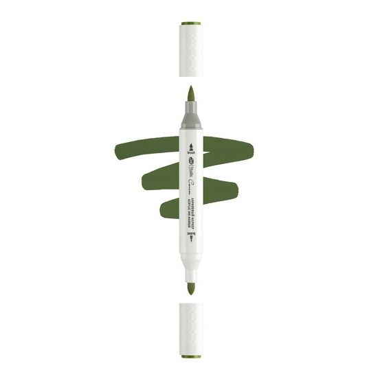 Маркер акриловый двусторонний &quot;Сонет&quot;, перо кисть/пуля, зелёный травяной тёмный — PalitraMastera