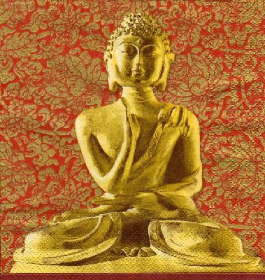 Салфетка для декупажа 33 х 33 см Будда в лотосе, оранжевый АКЦИЯ!!! фото 1 — PalitraMastera