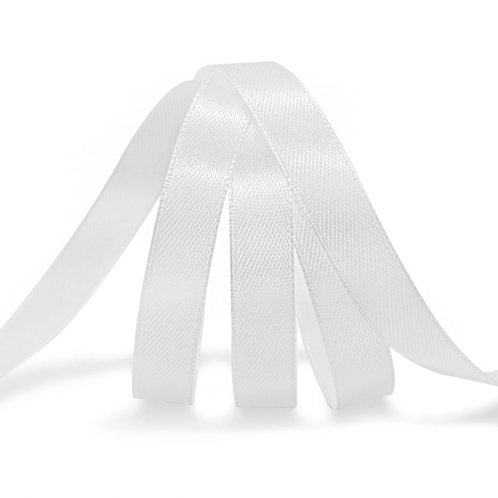 Лента атласная 1,2см*22,86м (002 белый) фото 1 — PalitraMastera
