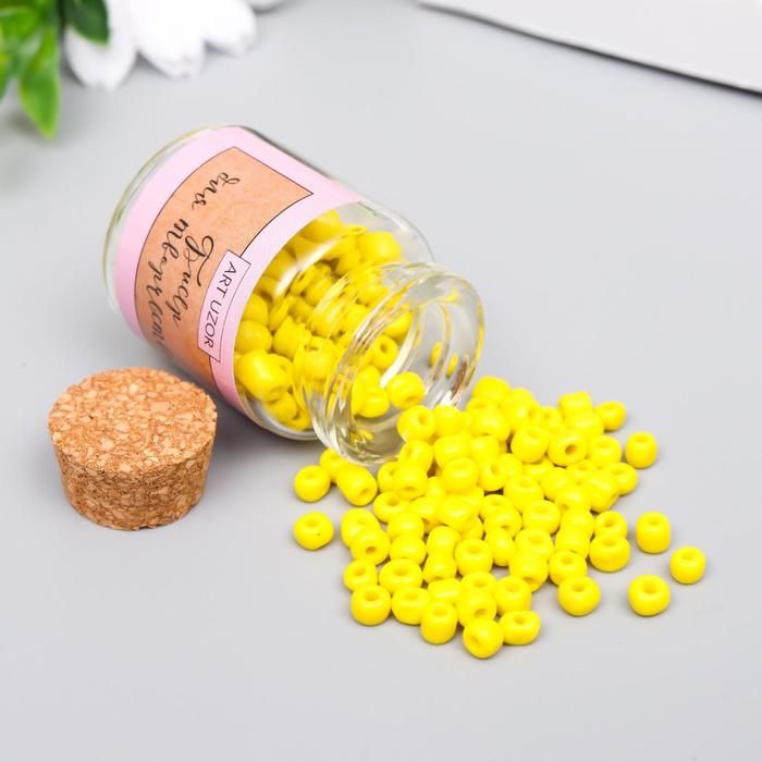 Бисер круглый 6/0 в бутылочке &quot;Яркий лимон&quot; 20 гр  6075109 — PalitraMastera