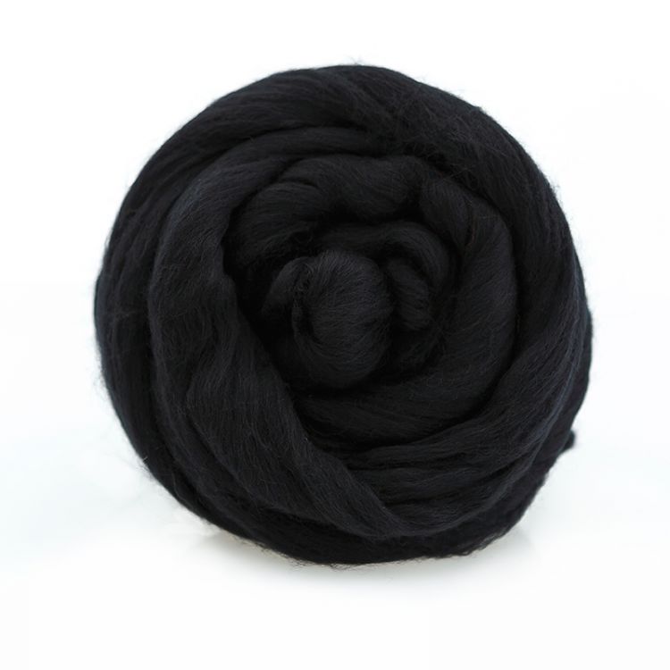 Тонкая шерсть 100% черный 002, 100 гр мериносовая для валяния &mdash; PalitraMastera