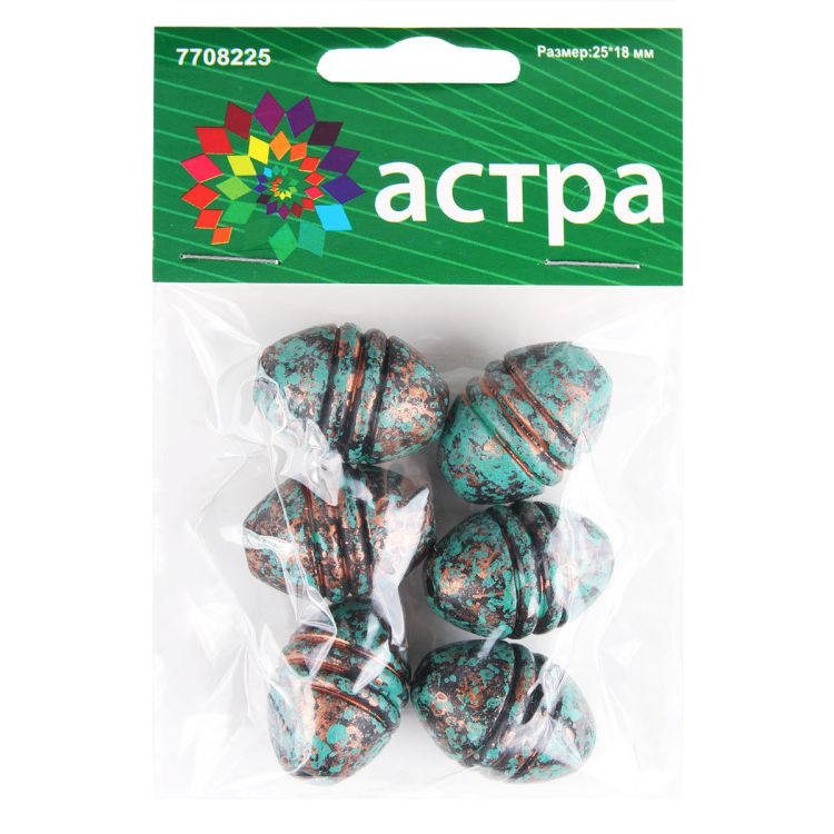 Бусины декоративные 4848, 25*18мм, 6шт/упак — PalitraMastera