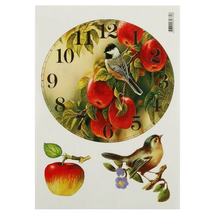 Карта для декупажа А4 "Циферблат Яблоки"  54г/м2, 1шт фото 1 — PalitraMastera