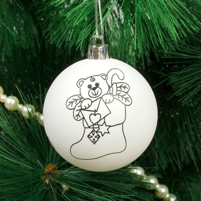 Новогоднее ёлочное украшение под роспись «Мешок с подарками» размер шара 6 см фото 1 — PalitraMastera