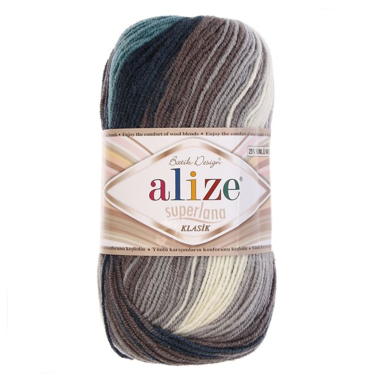 Пряжа ALIZE 'Superlana klasik batik' 100гр. 280м. (75% акрил, 25% шерсть) ТУ (4240 секционный) — PalitraMastera