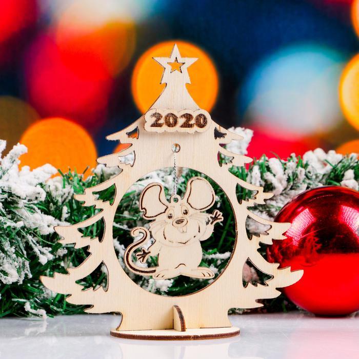 Заготовка для творчества &quot;Ёлка №3 с мышкой Чепчиком&quot;, 15,5х14,5 см  4580999 — PalitraMastera