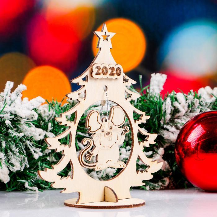 Заготовка для творчества &quot;Ёлка №3 с мышкой Чепчиком&quot;, 15,5х14,5 см  4580999 — PalitraMastera