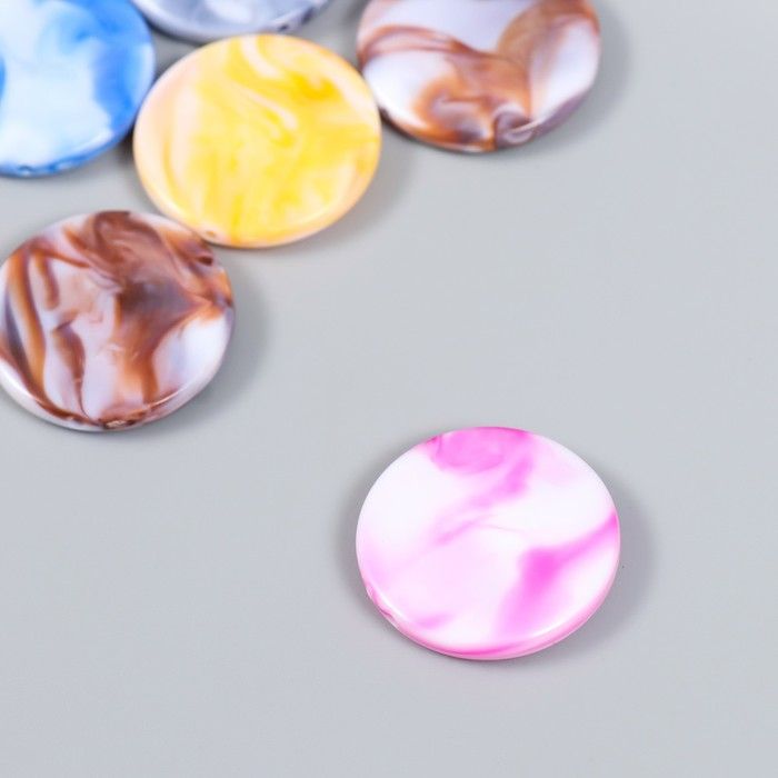 Бусины для творчества пластик «Плоские круги мрамор», цветные 20 г, 0.5х2.7х2.7 см &mdash; PalitraMastera