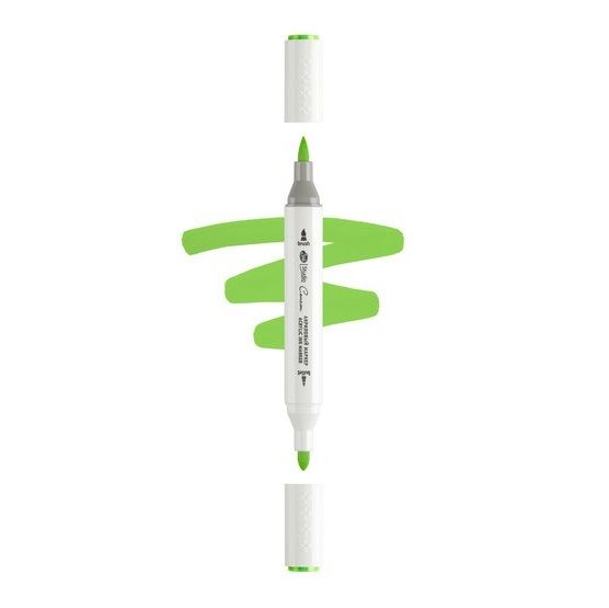 Маркер акриловый двусторонний &quot;Сонет&quot;, перо кисть/пуля, зелёный травяной — PalitraMastera