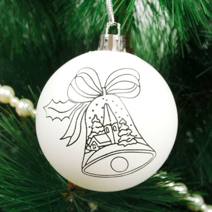 Новогоднее ёлочное украшение под роспись «Колокольчик» размер шара 6 см — PalitraMastera
