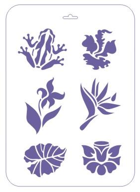 Трафарет пластиковый 22х31 см, Цветы и лягушка--- фото 1 &mdash; PalitraMastera