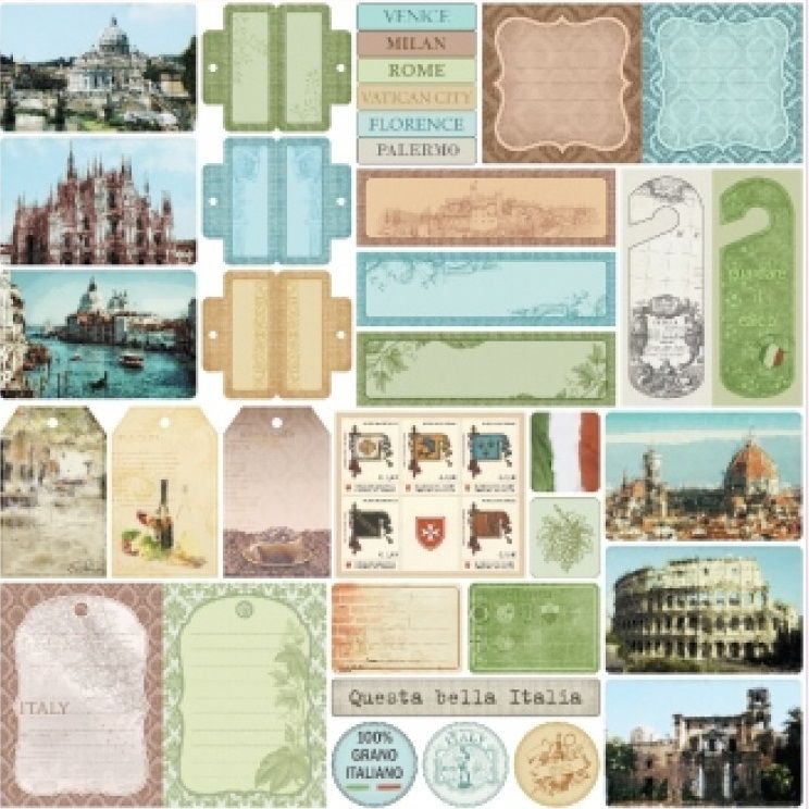Бумага для скрапбукинга 30,5х30,5 см 180 гр/м двусторон Итальянские каникулы Белла Италиа, 10 шт*уп фото 1 &mdash; PalitraMastera