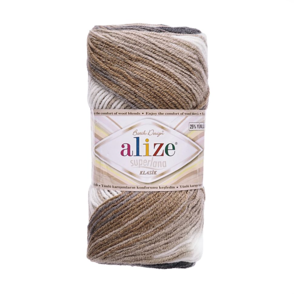 Пряжа ALIZE 'Superlana klasik batik' 100гр. 280м. (75% акрил, 25% шерсть) ТУ (3160 секционный) фото 1 — PalitraMastera