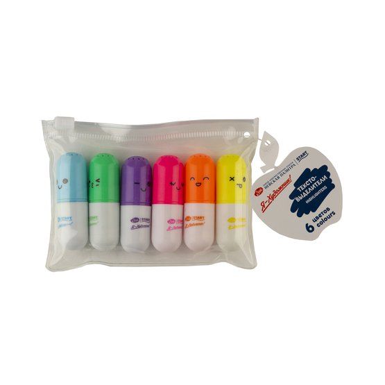 Набор текстовыделителей &quot;Я-Художник!&quot; в прозрачной сумке с молнией, 6 цветов — PalitraMastera