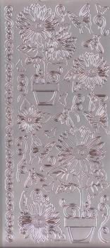 Контурные наклейки "Подсолнухи в горшках", лист 10x24,5 см, цвет серебро фото 1 &mdash; PalitraMastera