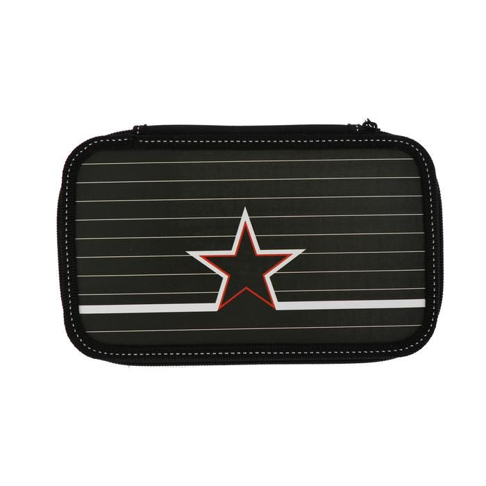 Пенал 2 секции 125 х 205, ламинированный картон, Calligrata &quot;Полоска&quot;, чёрный — PalitraMastera