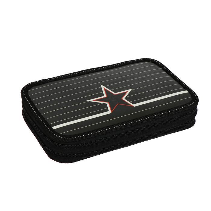 Пенал 2 секции 125 х 205, ламинированный картон, Calligrata &quot;Полоска&quot;, чёрный — PalitraMastera