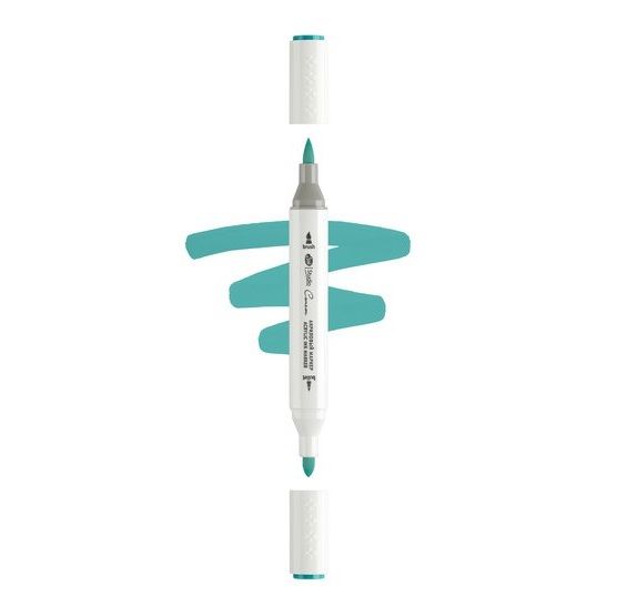 Маркер акриловый двусторонний "Сонет", перо кисть/пуля, зелёный кобальтовый фото 1 — PalitraMastera