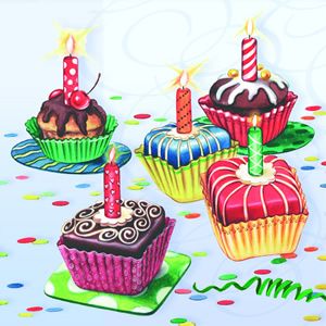 Салфетка для декупажа 33 х 33 см Вечеринка (пирожные), голубой АКЦИЯ!! фото 1 — PalitraMastera