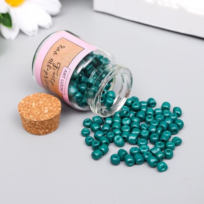 Бисер круглый 6/0 в бутылочке &quot;Хвойно-зелёный&quot; 20 гр  6075121 — PalitraMastera