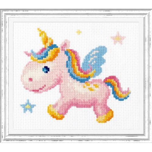 10-35 Набор для вышивания Чудесная игла "Радужный единорожек"15 *14 см фото 1 — PalitraMastera