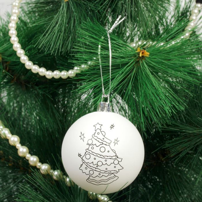 Новогоднее ёлочное украшение под роспись «Ёлочка» размер шара 6 см — PalitraMastera