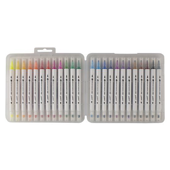 Набор маркеров двусторонних "Я-Художник!" в пластиковом пенале, перо широкое/пуля, 24 цвета &mdash; PalitraMastera