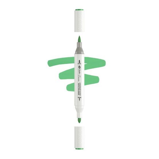 Маркер акриловый двусторонний &quot;Сонет&quot;, перо кисть/пуля, зелёный — PalitraMastera