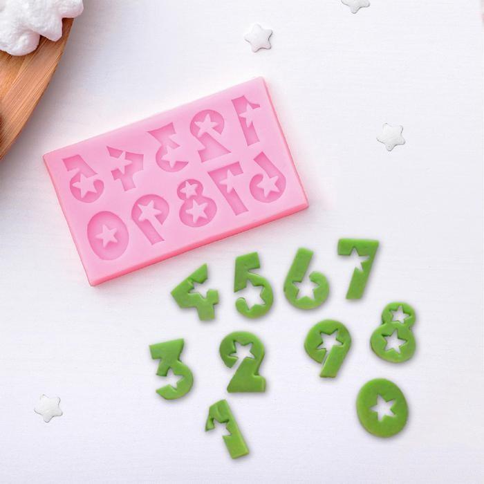 Молд силиконовый 7,5х4,5 см &quot;Цифры со звёздами&quot; — PalitraMastera