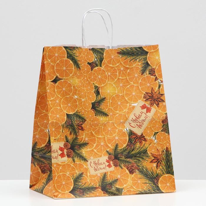 Пакет крафт "Апельсины", 32 х 19 х 37 см 7187674 фото 1 — PalitraMastera
