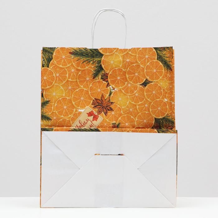 Пакет крафт &quot;Апельсины&quot;, 32 х 19 х 37 см 7187674 — PalitraMastera