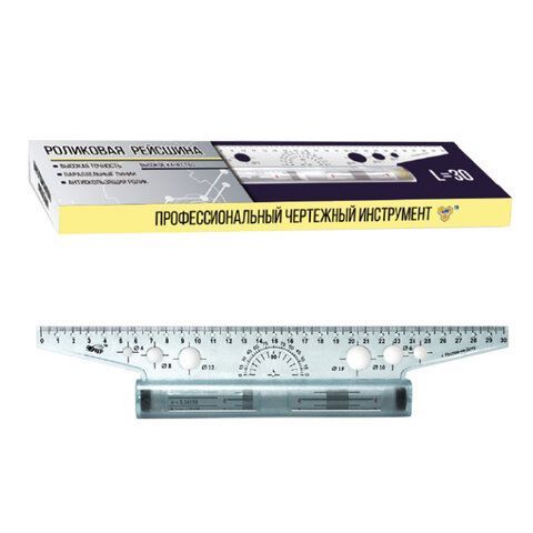 Линейка с роликом (рейсшина) 30 см, ПЧЕЛКА, металлический ролик, УЧП-30 фото 1 — PalitraMastera