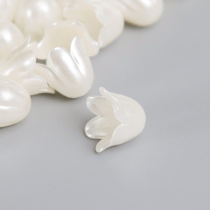 Бусины для творчества пластик «Колокольчик жемчужный» набор 40 шт. 1х0.9х0.9 см фото 1 &mdash; PalitraMastera