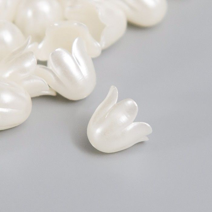 Бусины для творчества пластик «Колокольчик жемчужный» набор 40 шт. 1х0.9х0.9 см &mdash; PalitraMastera