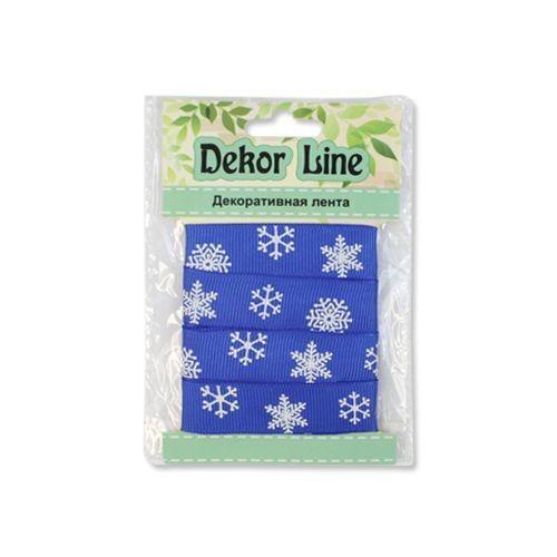 Лента репсовая "Снежинки", 15мм*3м (синий) фото 1 — PalitraMastera