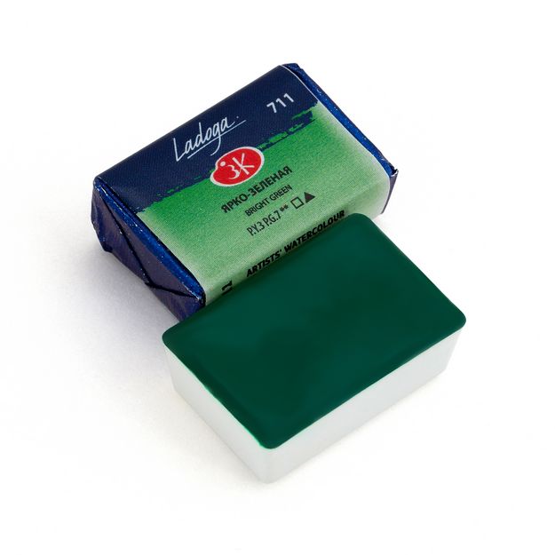 Ладога акварель кювета, 711 ярко-зеленая 2,5 мл — PalitraMastera