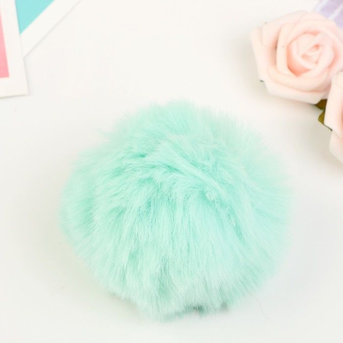 Помпон искусственный мех "Бирюзовый" d=7 см  4453145 фото 1 — PalitraMastera