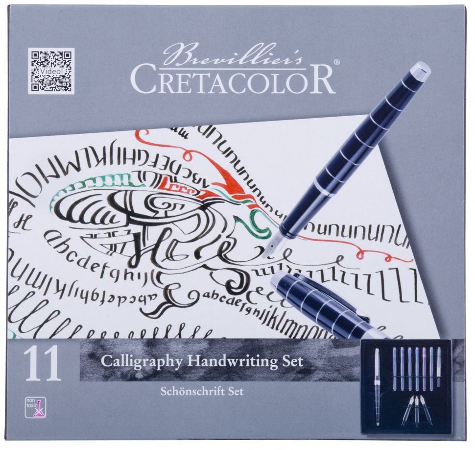 Набор для калиграфии, состав:1 ручка для калиграфиии, 3 сменных пера, 6 картриджей с тушью для калиграфии (5 цветов), картонная коробка фото 1 — PalitraMastera
