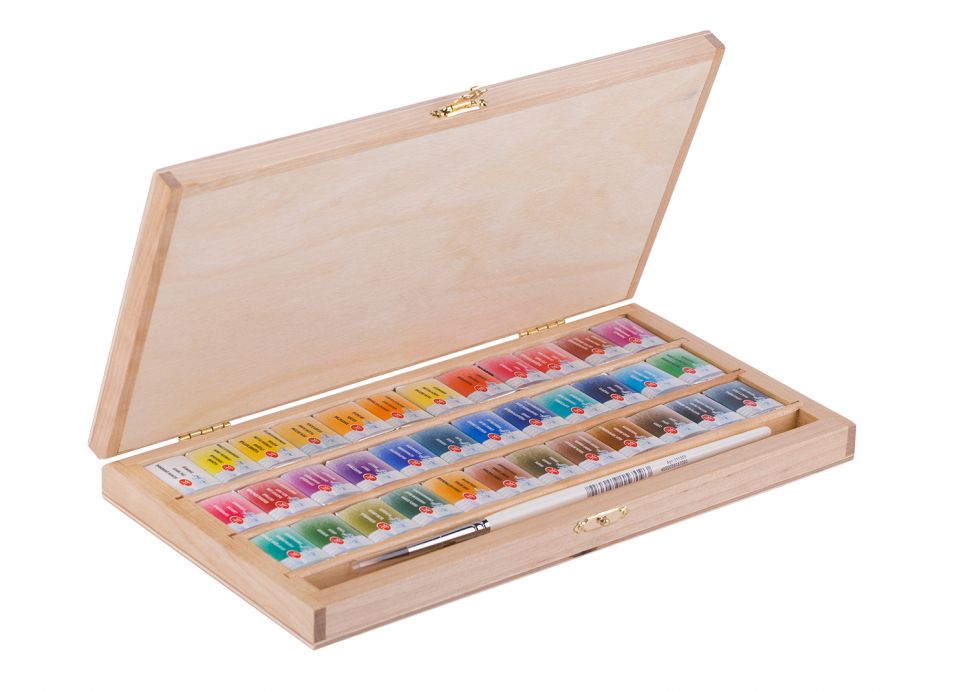 Набор акварели Белые Ночи 36 кювет кисть дерево--- фото 1 &mdash; PalitraMastera