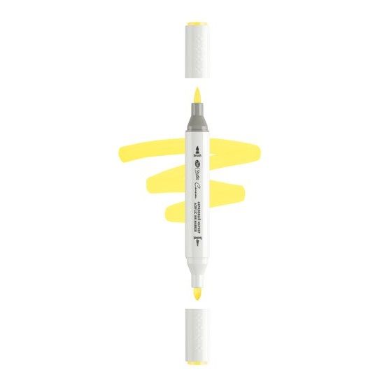 Маркер акриловый двусторонний &quot;Сонет&quot;, перо кисть/пуля, жёлтый светлый — PalitraMastera