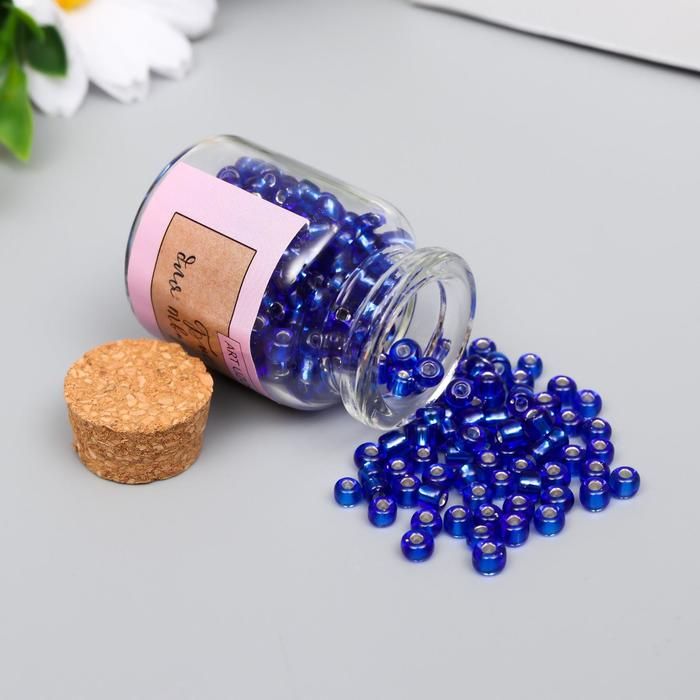 Бисер круглый 6/0 в бутылочке &quot;Тёмно-синий&quot; прозрачно-цветной 20 гр  6075167 — PalitraMastera