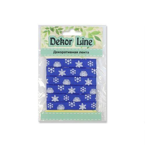 Лента репсовая &quot;Снежинки&quot;, 10мм*3м (синий) — PalitraMastera