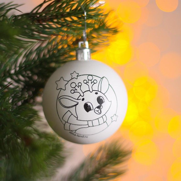 Новогоднее ёлочное украшение под раскраску «Олень» d=5.5 см — PalitraMastera